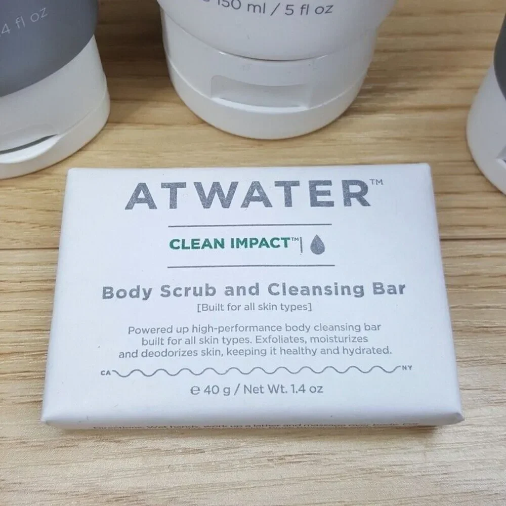 ATWATER Mens Skincare 4 Pc Set Face Scrub Moisturizer Shaving Cream Cleansing